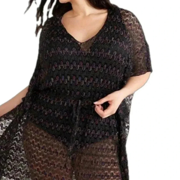 Time and Tru Women's Plus Crochet Kaftan Bathingsuit Coverup. (New) - Picture 2 of 12